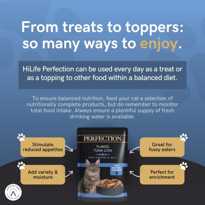 HiLife PERFECTION - Wet Cat Food - Flaked Tuna Loin with Sardine in Jelly - Natural Ingredients Grain Free, 18 x 70 g Pouches