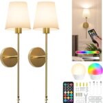 Wireless Rechargeable Wall Lights | Battery Operated Wall Lights Indoor & Outdoor Sconces with 5000mAh Battery | Adjustable Brightness & Color Temperature | Easy Installation for Bedroom, Room & More [Energy Class A+]