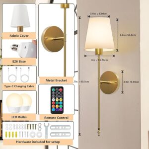 Wireless Rechargeable Wall Lights | Battery Operated Wall Lights Indoor & Outdoor Sconces with 5000mAh Battery | Adjustable Brightness & Color Temperature | Easy Installation for Bedroom, Room & More [Energy Class A+]