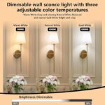 Wireless Rechargeable Wall Lights | Battery Operated Wall Lights Indoor & Outdoor Sconces with 5000mAh Battery | Adjustable Brightness & Color Temperature | Easy Installation for Bedroom, Room & More [Energy Class A+]