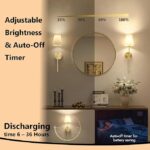Wireless Rechargeable Wall Lights | Battery Operated Wall Lights Indoor & Outdoor Sconces with 5000mAh Battery | Adjustable Brightness & Color Temperature | Easy Installation for Bedroom, Room & More [Energy Class A+]