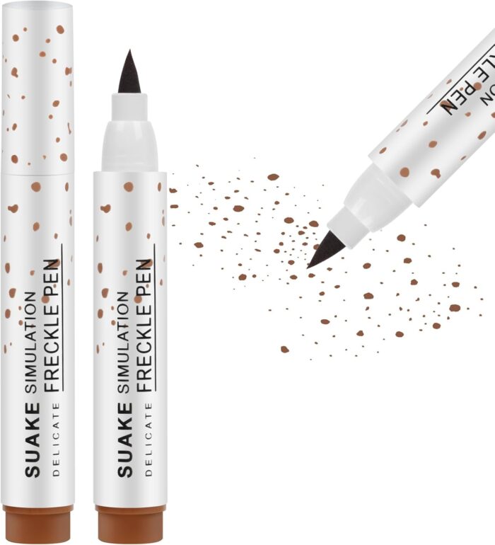 Natural Lifelike Freckle Pen, Easy to Color & Waterproof Freckle Makeup Pen, Soft and Long-lasting Freckles Pen for Effortless Sunkissed Makeup, Light Brown