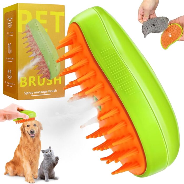 3 In1 Steamy Cat Brush - Self Cleaning, Rechargeable, Multifunctional Grooming Brush for Pet Hair Removal