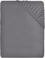 Utopia Bedding Fitted Sheet Double, Grey - Deep Pocket 14 inch (35 cm) - Easy Care - Soft Brushed Microfibre Fabric - Shrinkage and Fade Resistant - Bottom Sheet