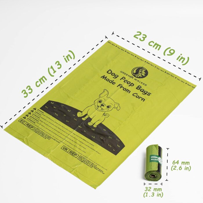 GREENER WALKER Poo Bags for Dog Waste, 540 Poop Bags,Extra Thick Strong 100% Leak Proof Biodegradable Dog Poo Bags (Deep Green)