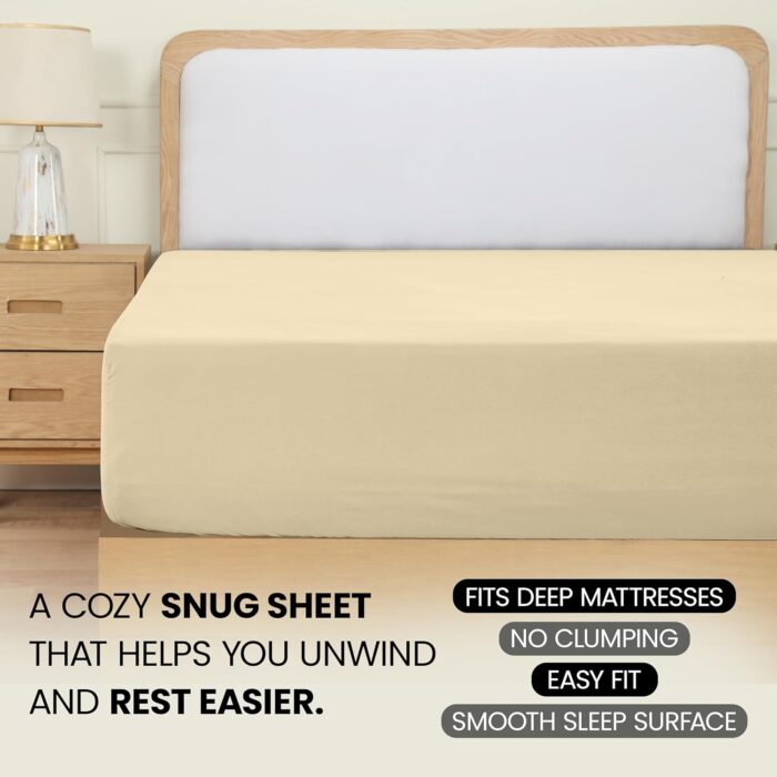 Utopia Bedding Fitted Sheet Small Double / 4ft, Beige - Deep Pocket 12 inch (30 cm) - Easy Care - Soft Brushed Polyester Microfibre Fabric - Shrinkage and Fade Resistant - Bottom Sheet