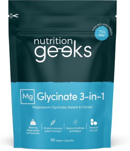 Magnesium Glycinate 3-in-1 Complex - 1800mg Supplements as Bisglycinate, Citrate & Malate 90 Vegan Capsules, Triple High Absorption 384mg Elemental, UK...