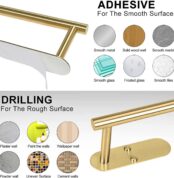 Gold Kitchen Roll Holder, Stainless Steel Paper Towel Holder Wall Mounted Under Cabinet Self Adhesive for Bathroom RV
