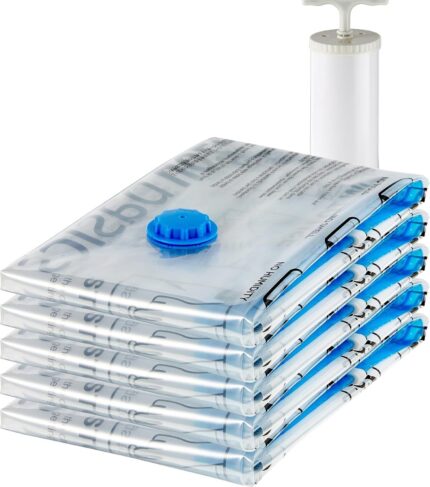 Vacuum Storage Bags with Pump – 5 Large, Clear Bags