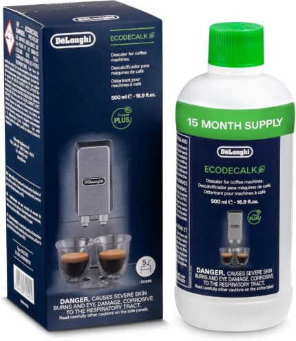 De'Longhi EcoDecalk Descaler DLSC500, 5 Decalcification Doses, Coffee Machine Descaler, Coffee Machine Maintenance Accessory, Plant-Based Ingredients,...