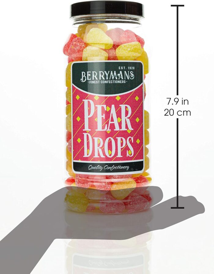 Original Pear Drops Retro Boiled Sweets Gift Jar By Berrymans Sweet Shop - Classic Sweets, Traditional Taste.