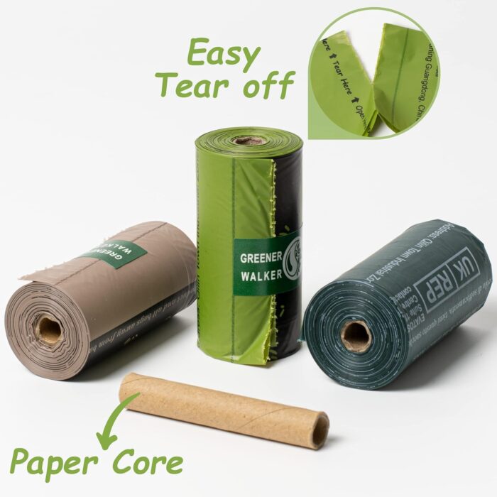 GREENER WALKER Poo Bags for Dog Waste, 540 Poop Bags,Extra Thick Strong 100% Leak Proof Biodegradable Dog Poo Bags (Deep Green)