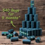 GREENER WALKER Poo Bags for Dog Waste, 540 Poop Bags,Extra Thick Strong 100% Leak Proof Biodegradable Dog Poo Bags (Deep Green)