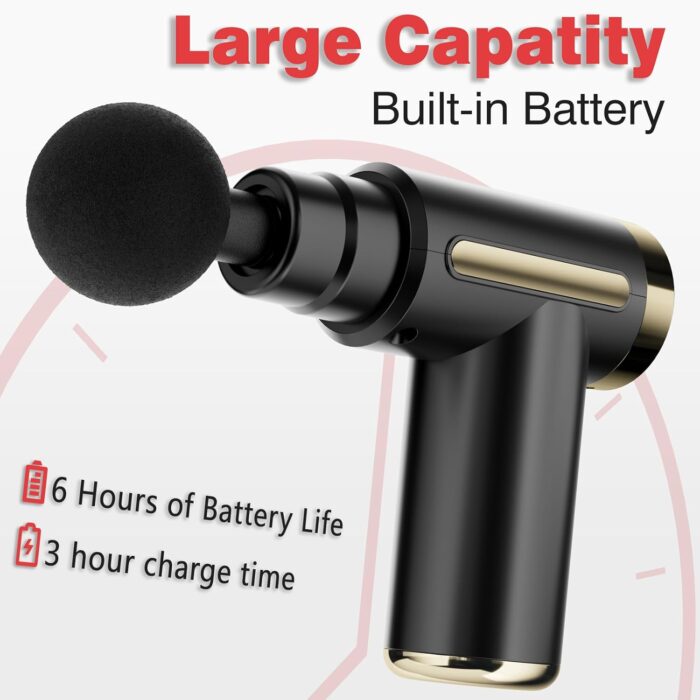 cotsoco Massage Gun Deep Tissue with 4 Massage Heads, Electric Handheld Massagers with 6 Speeds Quiet Mini Massager for Targeted Relaxation of Shoulders, Back & Body, Gift for Men/Women
