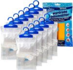 ANSIO Wardrobe Dehumidifier Hanging Bags Pack of 12 Moisture Absorbers, Trap, Condensation, Dehumidifiers for Damp, Mould, Bedroom, Caravan, Bathroom, Basement, Office – 210g Each