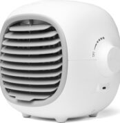 Compact and portable design lets you take it anywhere - The Airblo portable air cooler is designed to be small and lightweight, making it easy to take with you wherever you go. Whether you're traveling, working in the office, or lounging at home, you can enjoy the benefits of cool, refreshing air without the hassle of a bulky air conditioning unit. Measuring just 7 inches in height and 9 inches in width, our air cooler can fit easily on a desk or tabletop, and its sleek design won't clash with your decor. And when it's time to hit the road, simply slip it into your bag or backpack and you're good to go!
