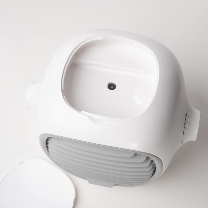 Compact and portable design lets you take it anywhere - The Airblo portable air cooler is designed to be small and lightweight, making it easy to take with you wherever you go. Whether you're traveling, working in the office, or lounging at home, you can enjoy the benefits of cool, refreshing air without the hassle of a bulky air conditioning unit. Measuring just 7 inches in height and 9 inches in width, our air cooler can fit easily on a desk or tabletop, and its sleek design won't clash with your decor. And when it's time to hit the road, simply slip it into your bag or backpack and you're good to go!