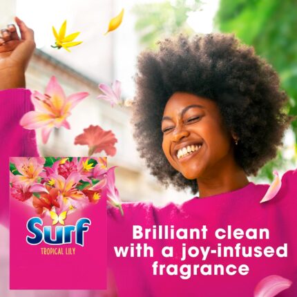 Surf Tropical Lily Washing Powder joy-infused fragrance with natural essential oil lasting up to 12 hours in wear for brilliantly clean laundry every time 130 washes 6.5 kg