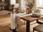 Premium free standing toilet roll holder with stainless steel body, Black - Image 2