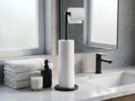 Premium free standing toilet roll holder with stainless steel body, Black - Image 3
