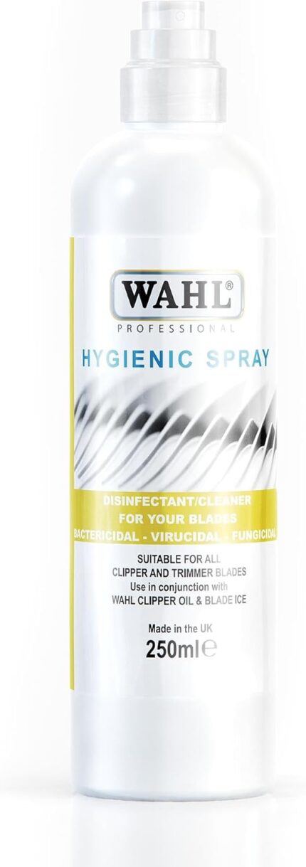 Wahl Hygienic Clipper Spray, Suitable for All Clipper and Trimmer Blades, Cleaning Sprays, Disinfectant Cleaner, Prolong Clippers and Trimmer Use, Clean Blades