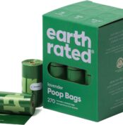 Earth Rated Dog Poo Bags, Guaranteed Leak Proof and Extra Thick Waste Bag Refill Rolls For Dogs, Lavender Scented, 270 Count