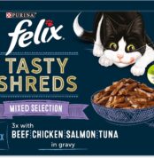 Felix Tasty Shreds Mixed Selection in Gravy Cat Food 12x80g, Pack of 4