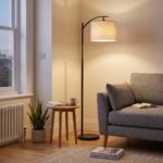 Arc Floor Lamp for Living Room with LED Smart Bulb, 3 Light Modes, Remote Control & Rotatable Linen Shade, Black Standing Floor Lamp - Image 10