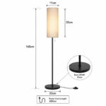 Dimensions of black linen floor lamp, 165cm height