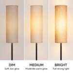 Floor lamp shade at dim, medium and bright settings