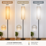 Floor lamp light comparison: warm white, natural white, cool white