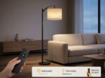 Arc Floor Lamp for Living Room with LED Smart Bulb, 3 Light Modes, Remote Control & Rotatable Linen Shade, Black Standing Floor Lamp - Image 5