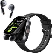 Denash Smart Watch with Earbuds, 2.01" HD Screen Fitness Watch, 2 in 1 Smartwatch with 100+ Sport Modes Fitness Tracker, Sleep/Heart Rate/Blood Pressure Monitor, Pedometer for iOS & Androd,Black