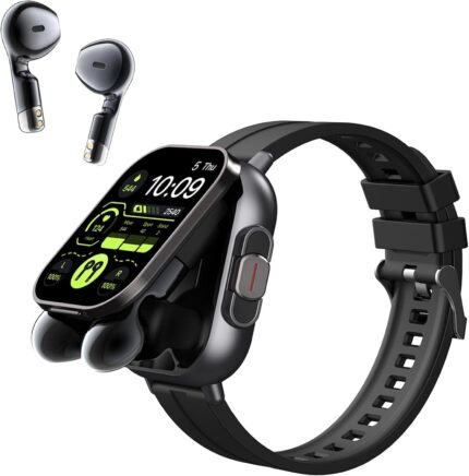 Denash Smart Watch with Earbuds, 2.01" HD Screen Fitness Watch, 2 in 1 Smartwatch with 100+ Sport Modes Fitness Tracker, Sleep/Heart Rate/Blood Pressure Monitor, Pedometer for iOS & Androd,Black