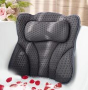 Joeyset Bath Pillows for Tub Head Neck Back Support, Bathtub Pillow 4D Breathable Air Mesh, Spa Relaxing Gifts for Women, Luxury Bathing Accessories with 6 Suction Cups and Hook (Gray)