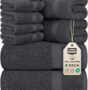 Utopia Towels 8 Piece Towel Set - 2 Bath Towels, 2 Hand Towels and 4 Washcloths Cotton Hotel Quality Super Soft and Highly Absorbent (Gray)