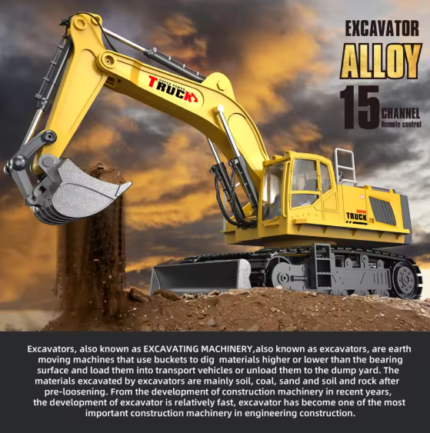 Excavator Cars Trucks Alloy Bucket 17Channel Dumper Spray Truck 1/18 Simulation Engineering Electric Vehicles for Kids Boys