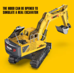 Excavator Cars Trucks Alloy Bucket 17Channel Dumper Spray Truck 1/18 Simulation Engineering Electric Vehicles for Kids Boys