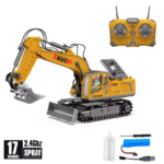 Excavator Cars Trucks Alloy Bucket 17Channel Dumper Spray Truck 1/18 Simulation Engineering Electric Vehicles for Kids Boys