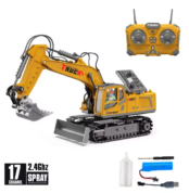 Excavator Cars Trucks Alloy Bucket 17Channel Dumper Spray Truck 1/18 Simulation Engineering Electric Vehicles for Kids Boys