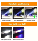 High Power LED Rechargeable Flashlight Powerful TYPE-C Rechargeable COB Flashlight With Side Light Torch For Outdoor Camping Hiking