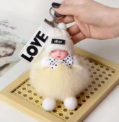 Cute Sleeping Baby Keychain Charm Cute Fluffy Plush Doll Car Keychain Fashion Women's Bag Charm Backpack Decoration Gift