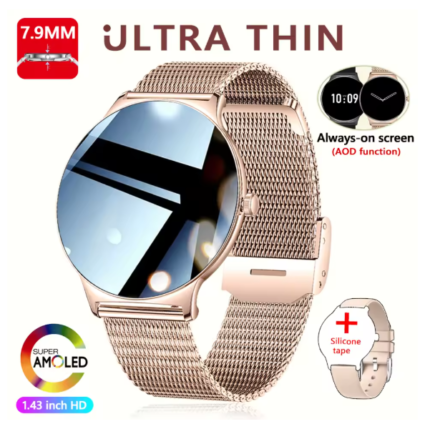 ChiBear Ultra Thin Fashion Smart Watch Women Screen Always Display Time Sports Bracelet Bluetooth Call AMOLED Smartwatch Woman