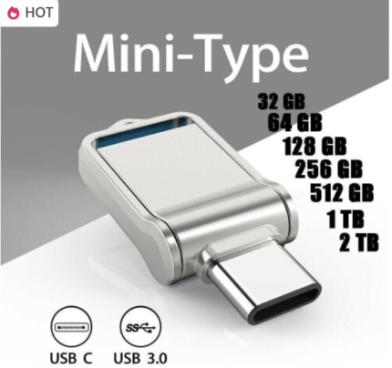 2TB OTG Type C Flash Drive Mini External Memory Stick
