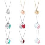 Silver Double Heart Necklace | Blue Enamel Heart Tag UK - Image 2