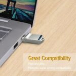 USB C flash drive plugged into laptop USB port for compatibility