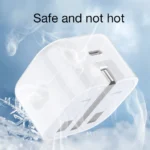 Heat-resistant 20W USB-C charger UK 3 pin plug that stays cool while charging