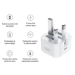 20W USB-C charger UK plug with overcharge, surge and overheating protection