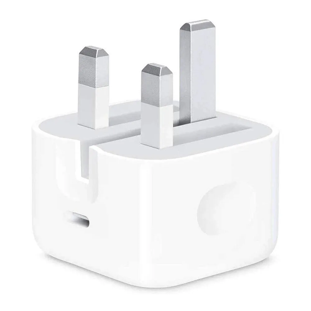 20w-usb-c-charger-uk-plug 20W USB-C charger UK plug in white with 3 pins