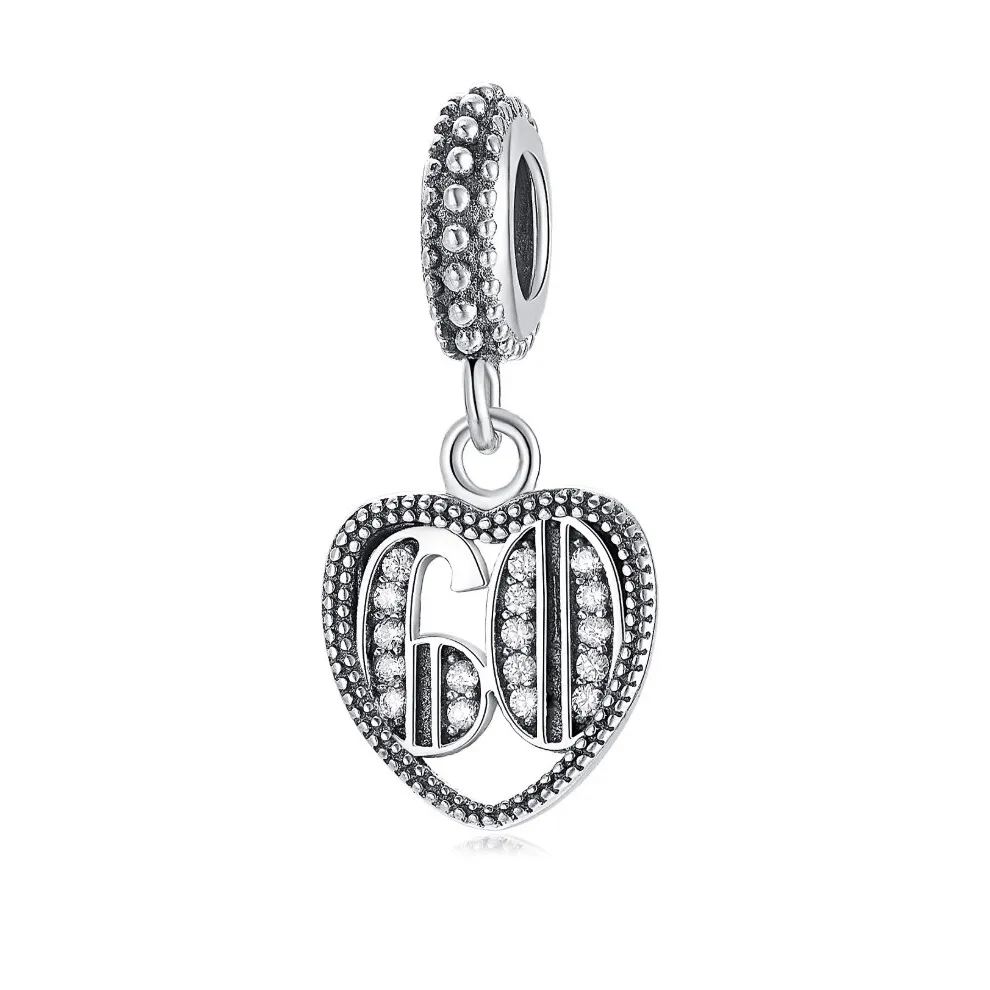 60th-birthday-charm-sterling-silver 60th birthday charm in sterling silver with heart design and sparkling cubic zirconia stones